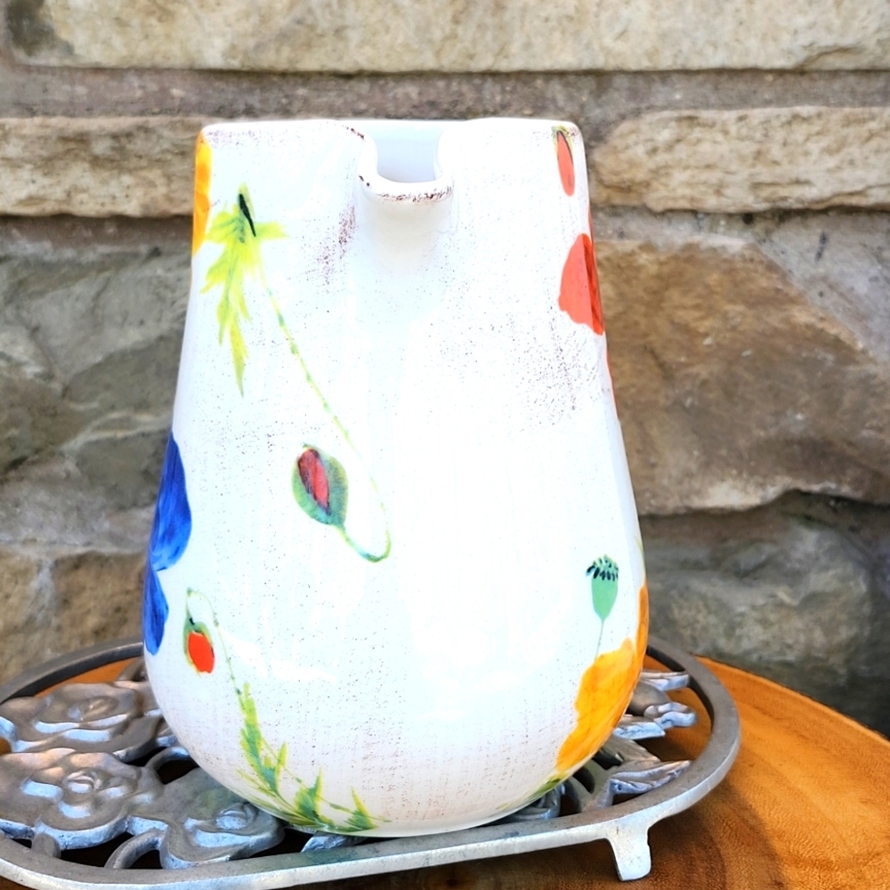GTB HOME ITALIAN 72 OUNCE FLORAL POPPY PITCHER - Picture 3 of 11